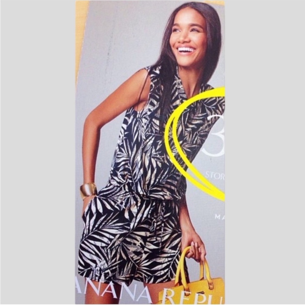 Banana Republic Monochrome Leaf Print Jumpsuit